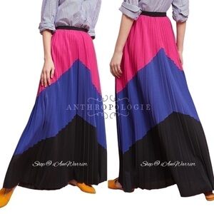 Anthropologie Tracy Reese pleated color block maxi skirt *shop@iamwarrior
